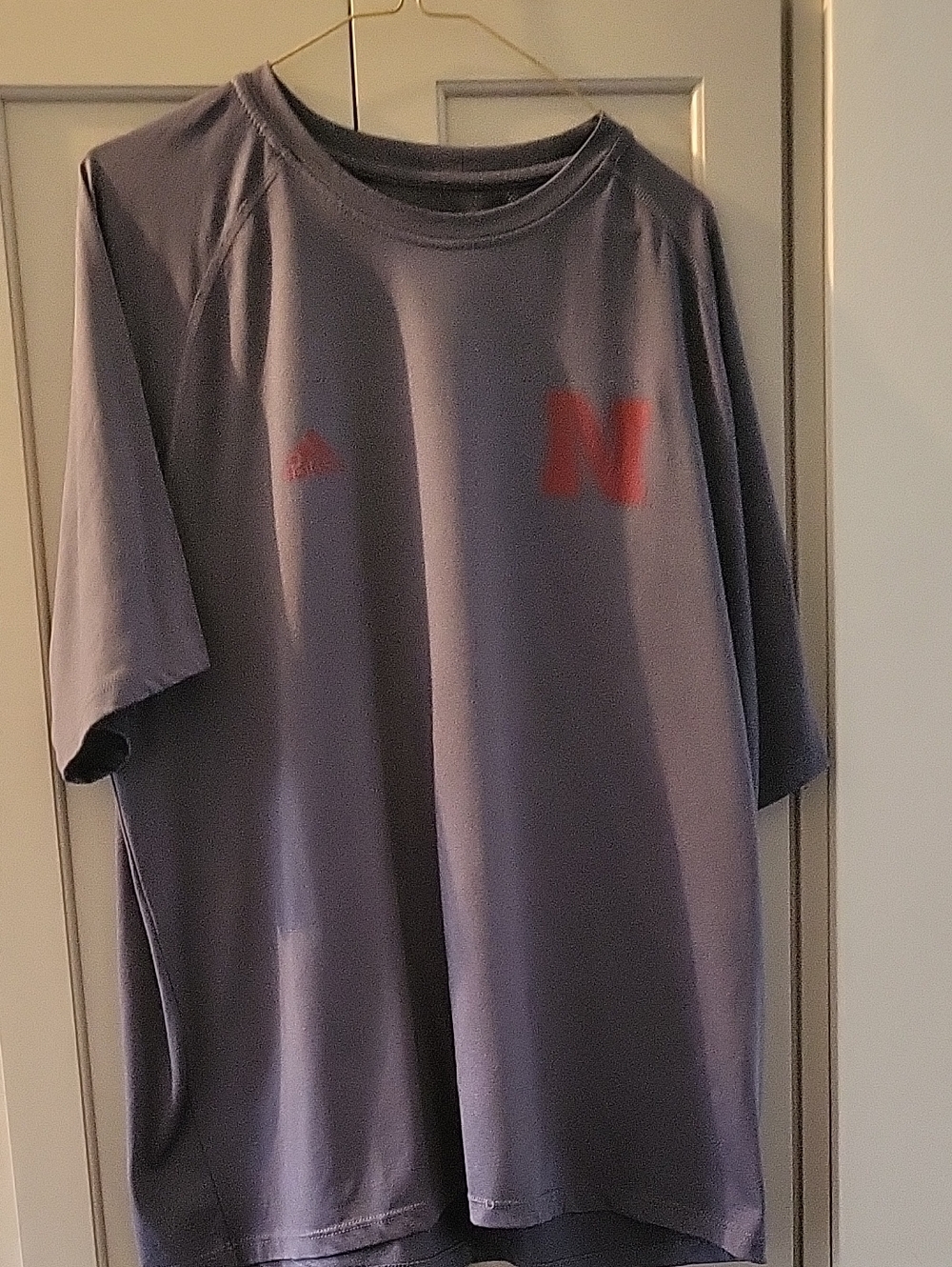 Men's Nebraska Steel Gray Athletic Tee with Red 'N' Detail